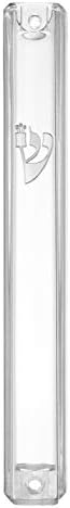 AS Mezuzot Clear Lucite Mezuzah Case with Silver Shin Design