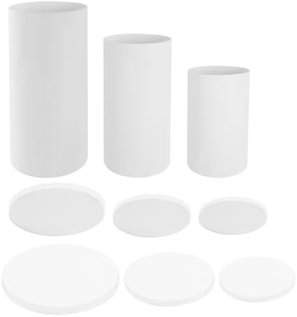 3PCS White Cylinder Pedestal Stand for Wedding Display