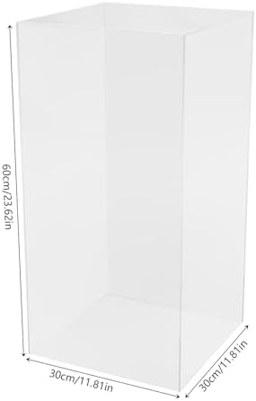 12x12x24 Clear Acrylic Cube Pedestal Display Stand - 5-Sided Wedding Centerpiece Riser