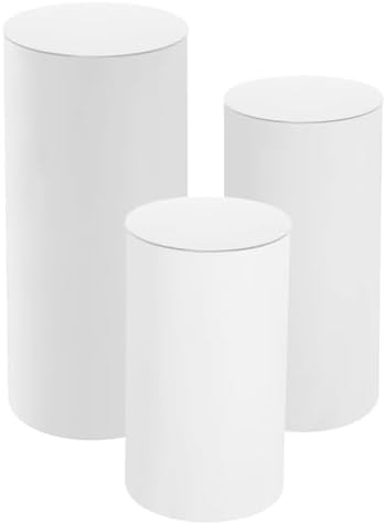 3PCS White Cylinder Pedestal Stand for Wedding Display
