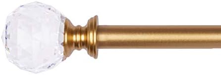 Acrylic Ball Finials Curtain Rod Set 28-48 Inch Gold