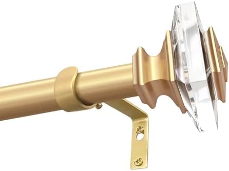 Exquisite Gold Adjustable Curtain Rod with Crystal Finials