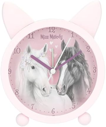 13260 Miss Melody Pink Alarm Clock with Horse Ears and Hearts