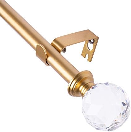 Acrylic Ball Finials Curtain Rod Set 28-48 Inch Gold