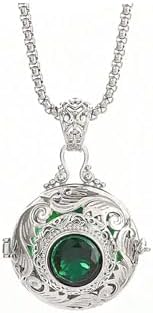Eternal Vine Green Crystal Box Pendant Potpourri Necklace