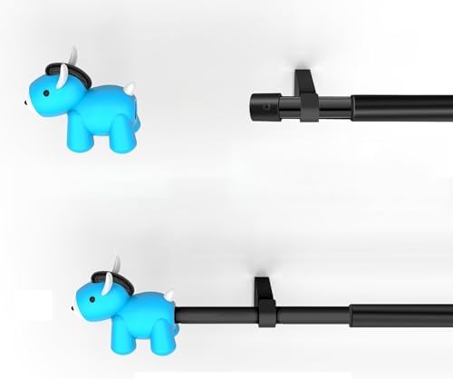 36-65 Inch Black Curtain Rod with Blue Horse Finials