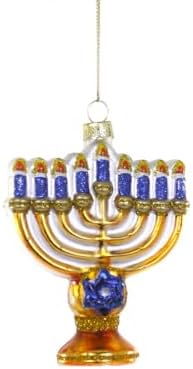 Cody Foster Menorah Ornament 4 Inch Glass GL-734