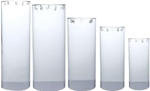 Efavormart Set of 5 Clear Acrylic Cylinder Pedestals with Hooks