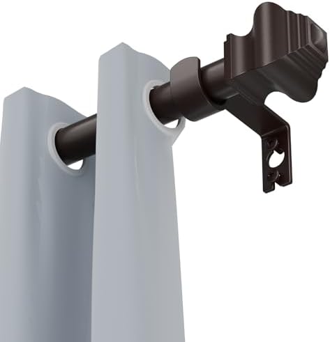 Adjustable Bronze Curtain Rod with Classic Finials for 32-46 Inch Windows