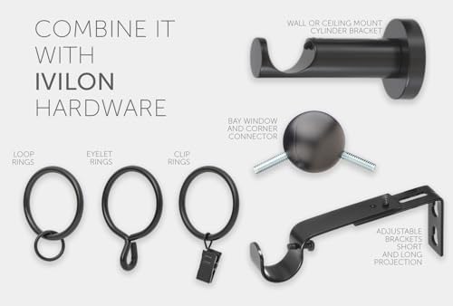 Ivilon Black Curtain Rods 1 Inch Diameter Adjustable