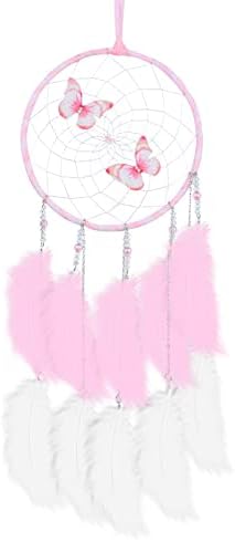 Pink Butterflies Dream Catcher Handmade Wall Decoration