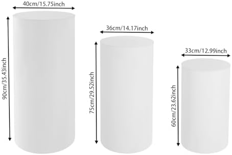 3PCS White Cylinder Pedestal Stand for Wedding Display