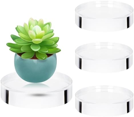 4 Pack Acrylic Round Display Blocks for Table Showcases