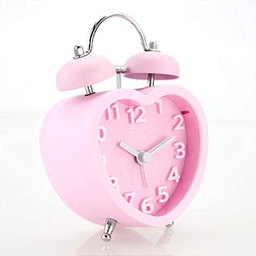3in 3D Dial Loud Twin Bell Alarm Clock with Heart Shape Nightlight