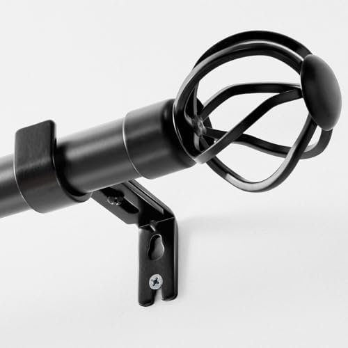 Jinchan Black Curtain Rod for Windows 66-120 Inch Single