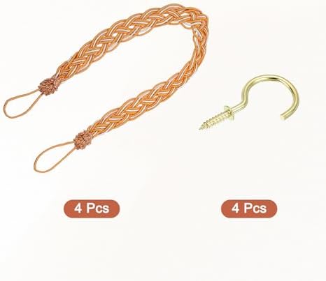 Uxcell 4Pcs Curtain Tiebacks with Braided Design Orange
