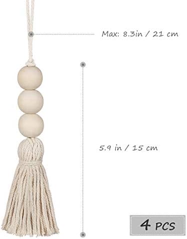 Farmhouse Wood Bead Tassel Garland