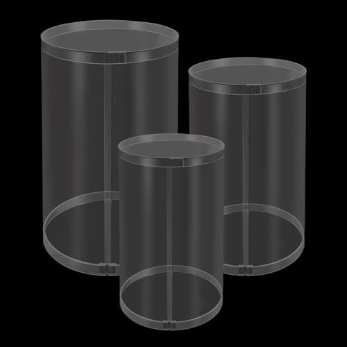 3Pcs Clear Cylinder Pedestal Stand for Display