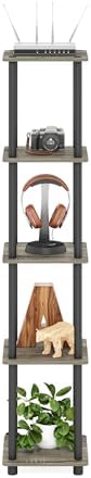 Furinno 5-Tier Corner Display Shelf with Rounded Edges