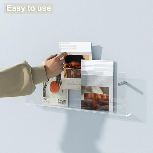 Acrylic Magazine Holder 2 Pack Clear 17 Inch Wall Mount