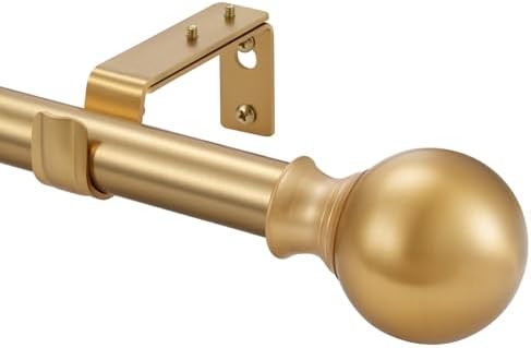 Vimayta 1 Inch Diameter Adjustable Curtain Rod 72-144 Inches Brushed Gold
