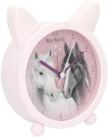 13260 Miss Melody Pink Alarm Clock with Horse Ears and Hearts