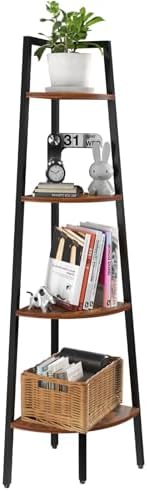 Yoobure 4-Tier Corner Bookshelf with Metal Frame