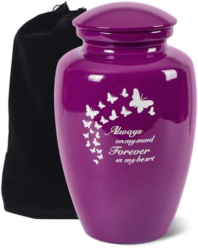 Purple Butterfly Urn for Ashes 10 Inch Height