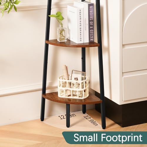 Yoobure 4-Tier Corner Bookshelf with Metal Frame