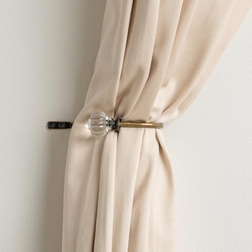 Crystal Curtain Holdbacks - 2 Pack Antique Brass Metal Hooks