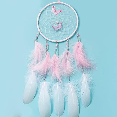 Pink Butterflies Dream Catcher Handmade Wall Decoration