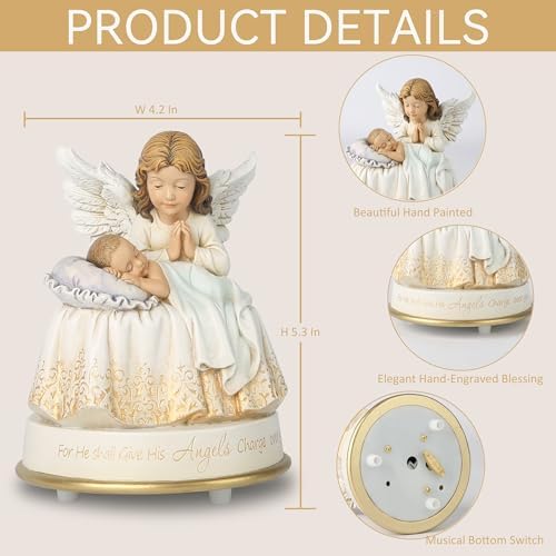 Guardian Angel Music Box Figurine - 53 Inch Musical Angel Decoration