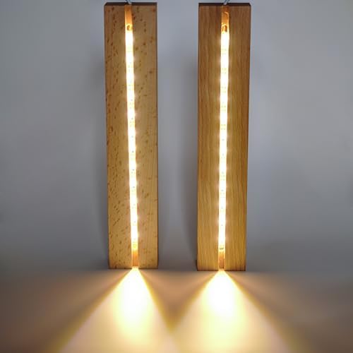 ZEERSHEE 2 Pcs Wooden LED Light Pedestal with USB Switch