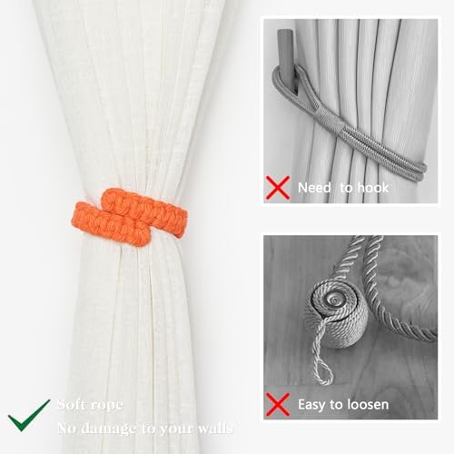 NICEEC 4 Pack Natural Cotton Rope Curtain Tiebacks