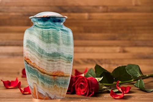 Elegant Blue Marsh Marble Cremation Urn for Human Ashes