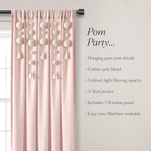 Lush Decor Boho Pom Pom Tassel Linen Curtain Panel