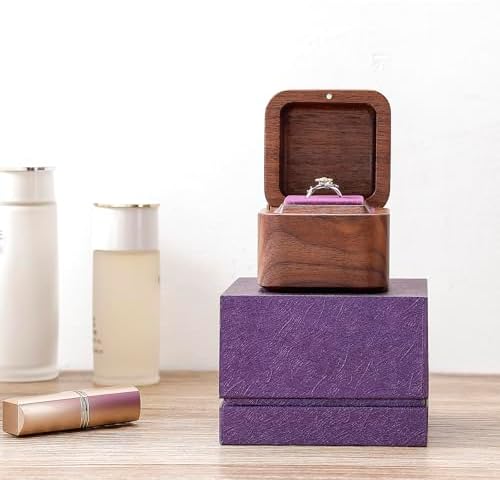 Walnut Wood Music Box Proposal Ring with You Are My Sunshine Tune