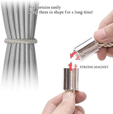 NICEEC 2 Pack Magnetic Curtain Tiebacks Modern Beige Design