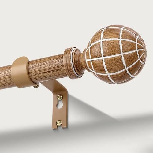 JRZOO Imitation Wood Grain Curtain Rods 30-88 Inches