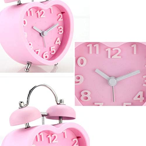 3in 3D Dial Loud Twin Bell Alarm Clock with Heart Shape Nightlight