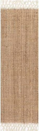 nuLOOM Raleigh Farmhouse Jute Tasseled Runner Rug