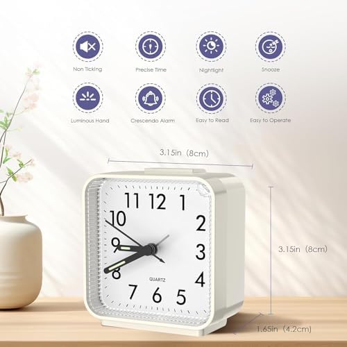 Oqimax Silent Alarm Clock with Night Light and Large Display