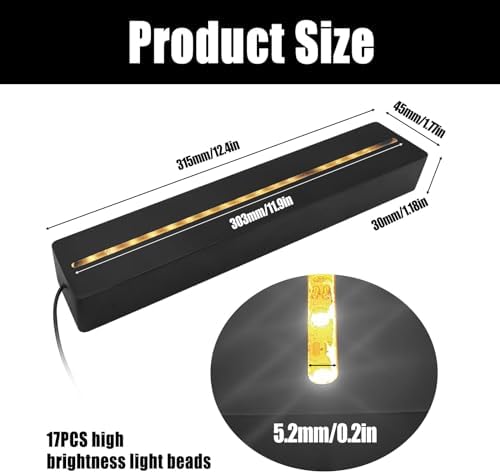 124 Inch Black Wooden Display Pedestal with LED Lights
