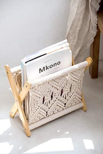 Mkono Macrame Magazine Rack Boho Storage Holder