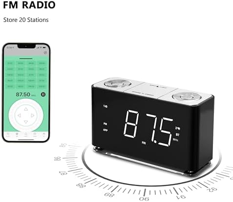 iTOMA Bluetooth Clock Radio with Dual Alarm and USB Charging