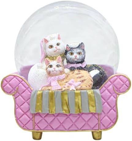 Cat Snow Globes for Girls - Pink Glitter Decor