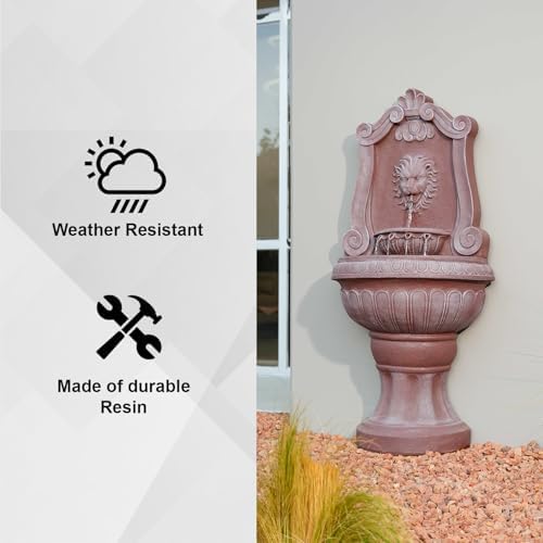 Xbrand 524 In Sandstone Lion Head Floor Fountain
