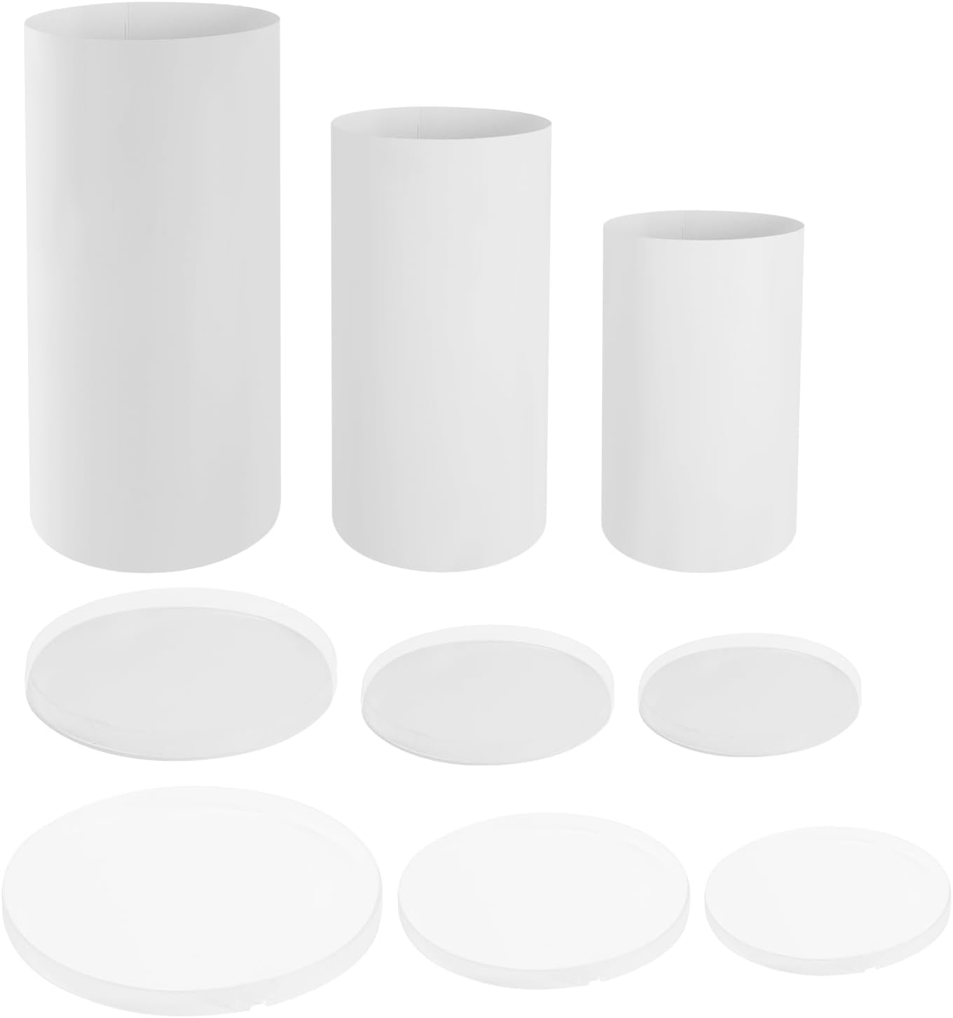 3PCS White Cylinder Pedestal Stand for Wedding Display