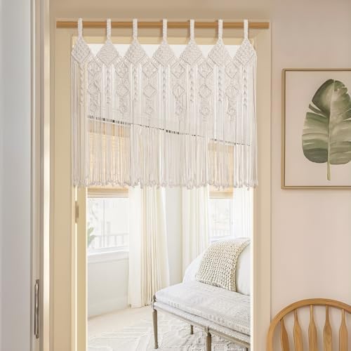 Boho Valance Macrame Curtains 31 W x 39 L