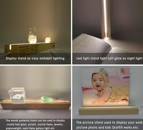 JUJIU 118 Inch LED Lighted Wood Pedestal Stand with Remote Control